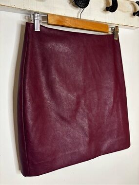 J. Crew Factory Faux Leather Pencil Skirt in Deep Burgundy